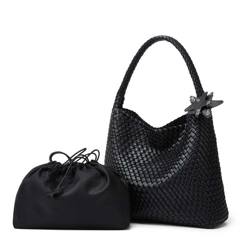 Advanced Niche Design Handmade Woven Bag Large Capacity Tote Bag Casual Lazy Style Shoulder Underarm Bucket Bag - Image 1