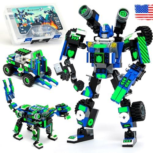 JITTERYGIT Robot Building Toy Gift for Boys, Perfect STEM Gift for Builders Ages 6, 7, 8, 9, and 10 Year Olds, Blue SnabGlider (246 Pcs) Robotryx - Image 1
