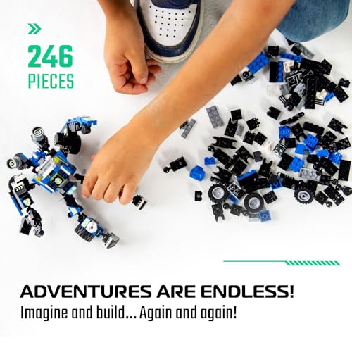 JITTERYGIT Robot Building Toy Gift for Boys, Perfect STEM Gift for Builders Ages 6, 7, 8, 9, and 10 Year Olds, Blue SnabGlider (246 Pcs) Robotryx - Image 5