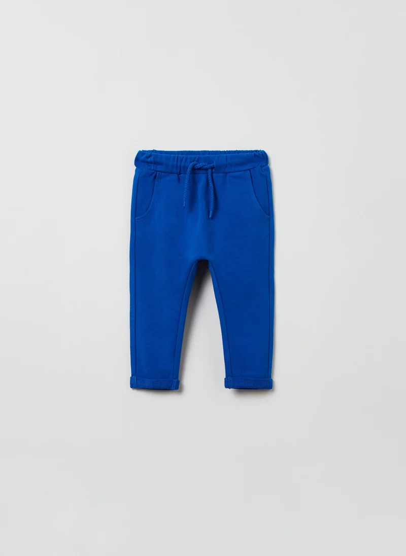 او في اس OVS Lightweight Plush Joggers With Tiger Cub Patch