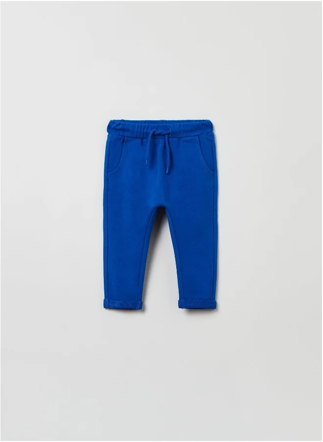 او في اس OVS Lightweight Plush Joggers With Tiger Cub Patch