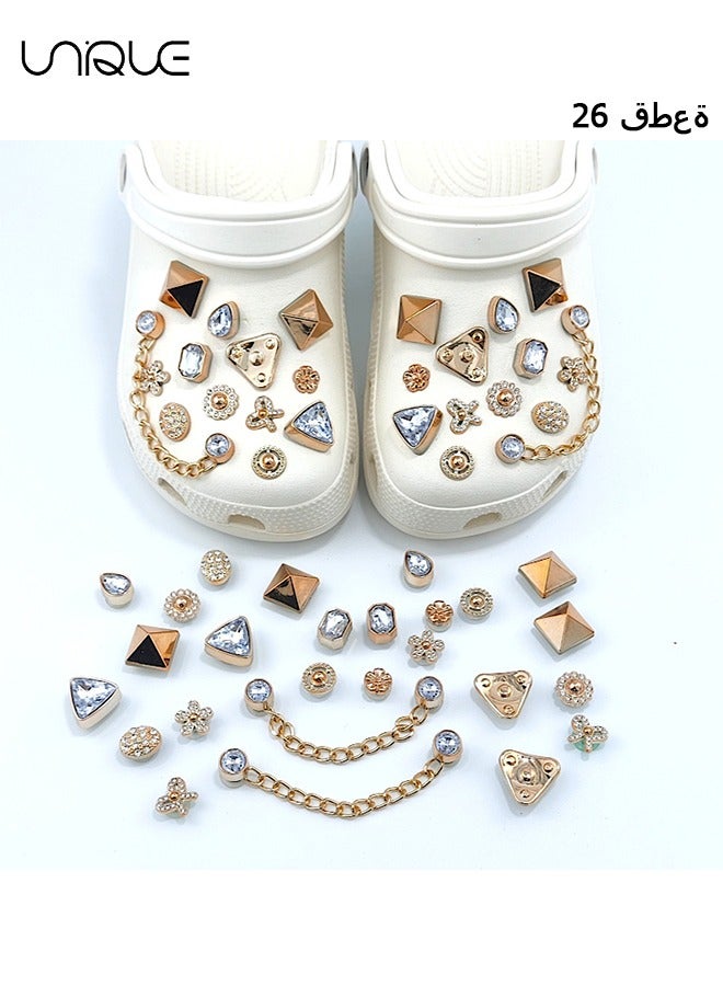 يونيك 26 قطعة مجوهرات الأحذية البراقة - زهرة الأحذية الهندسية مع الماس - زهرة الحذاء القوس - سلسلة الديكور - لتزيين أحذية الشاطئ ، أحذية هول - هدايا - Image 1
