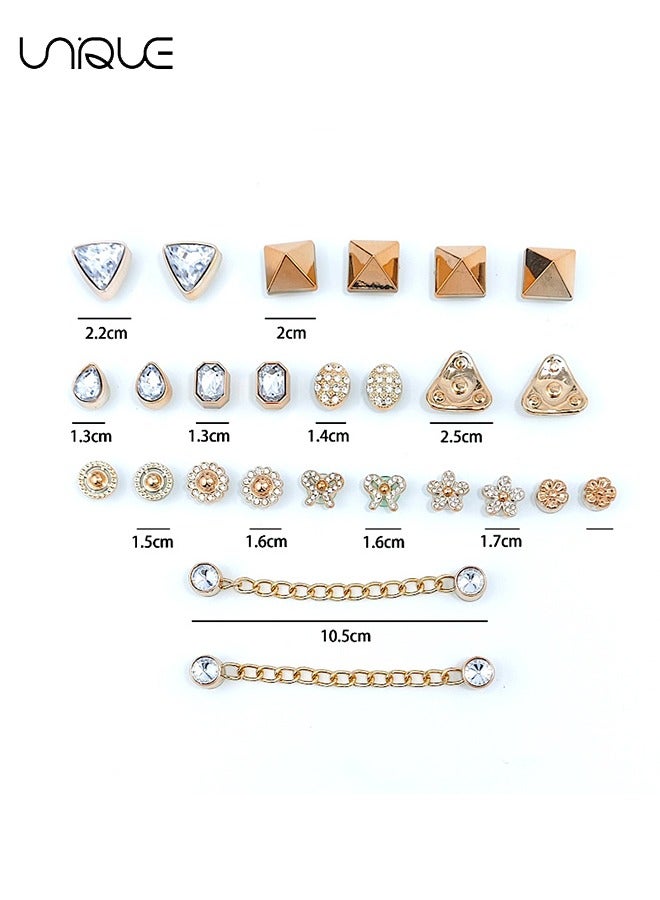 يونيك 26 قطعة مجوهرات الأحذية البراقة - زهرة الأحذية الهندسية مع الماس - زهرة الحذاء القوس - سلسلة الديكور - لتزيين أحذية الشاطئ ، أحذية هول - هدايا - Image 2