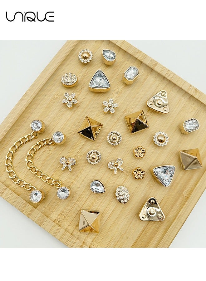 يونيك 26 قطعة مجوهرات الأحذية البراقة - زهرة الأحذية الهندسية مع الماس - زهرة الحذاء القوس - سلسلة الديكور - لتزيين أحذية الشاطئ ، أحذية هول - هدايا - Image 3