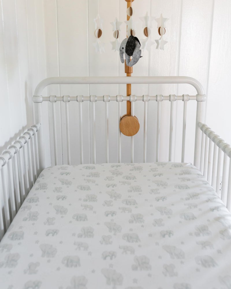 Sorrel + Fern Crib Sheets Neutral - Fitted Baby Crib Sheets Bed for Girl Boy - 2 Pack Standard & Toddler Mattress (Watercolor Elephants) - Buttery Soft Organic Cotton Blend - Image 3