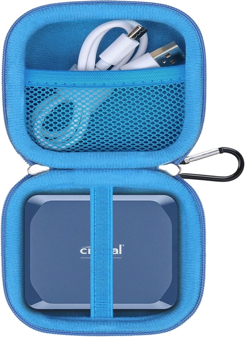 Lacdo Hard Drive Carrying Case for Crucial X10 / Crucial X9 / X9 Pro / X10 Pro Portable SSD 1TB 2TB 4TB 6TB 8TB External Solid State Drive, Hard EVA Shockproof Water Repellent Storage Travel Bag, Blue - Image 1