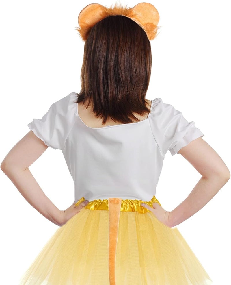 Luckam طقم زي أسد مع عصابة رأس بأذنين، ذيل، ربطة عنق، وتوتو، مثالي لتجسيد الحيوانات، التنكر، وهدايا الحفلات للأطفال والبالغين - Image 3