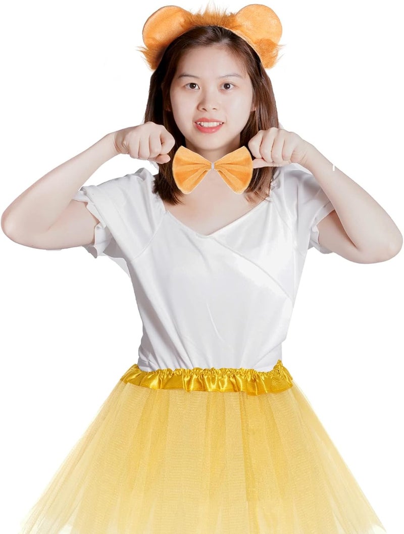 Luckam طقم زي أسد مع عصابة رأس بأذنين، ذيل، ربطة عنق، وتوتو، مثالي لتجسيد الحيوانات، التنكر، وهدايا الحفلات للأطفال والبالغين - Image 2