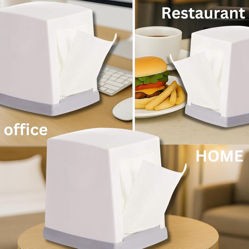 homix Double Side Table Top Tissue Dispenser | Plastic Napkin Holder/Tissue Holder with L Fold for Dining Table | Napkin Holder Box for Kitchen, Office & Hotel with (White, 2 Tissue Packs) - Image 5