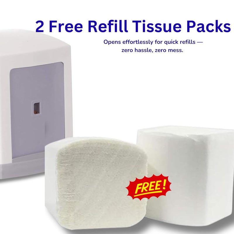 homix Double Side Table Top Tissue Dispenser | Plastic Napkin Holder/Tissue Holder with L Fold for Dining Table | Napkin Holder Box for Kitchen, Office & Hotel with (White, 2 Tissue Packs) - Image 4