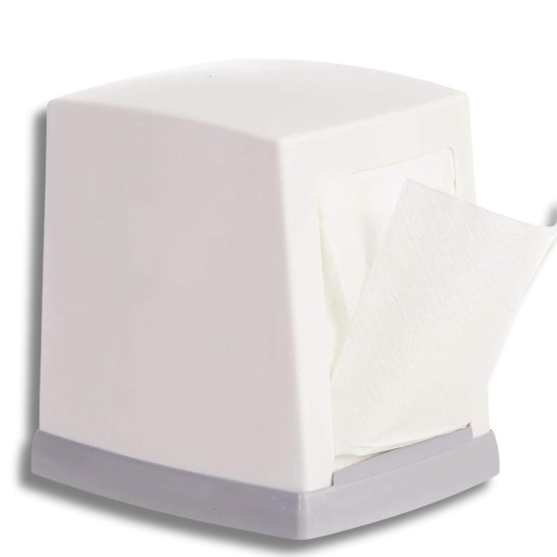 homix Double Side Table Top Tissue Dispenser | Plastic Napkin Holder/Tissue Holder with L Fold for Dining Table | Napkin Holder Box for Kitchen, Office & Hotel with (White, 2 Tissue Packs) - Image 1