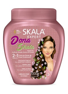 SKALA Skala Donna 2-in-1 Hair Treatment and Oil Bath Cream, 100% Vegetarian, for Styling Wavy, Curly and Straight Hair It Works to Moisturize and Define the Shape of the Strands. It Is Rich in Extracts of Sunflower Oil, Coconut Oil, Avocado and Flaxseed Oil 1000g 