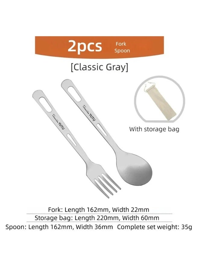 Portable Stainless Steel Cutlery Set with Storage Pouch, Reusable Travel Knife Fork Spoon Chopsticks Tableware for Camping Office Lunch - Image 1
