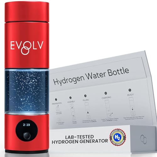 EVOLV Hydrogen Water Bottle Generator – SPE & PEM Water Ionizer 5.4PPM, Highest H2 Concentration – Portable 8oz Hydrogenated Water Bottle – Leak-Proof Hydrogen Water Machine, Easy to Use – Crimson - Image 1