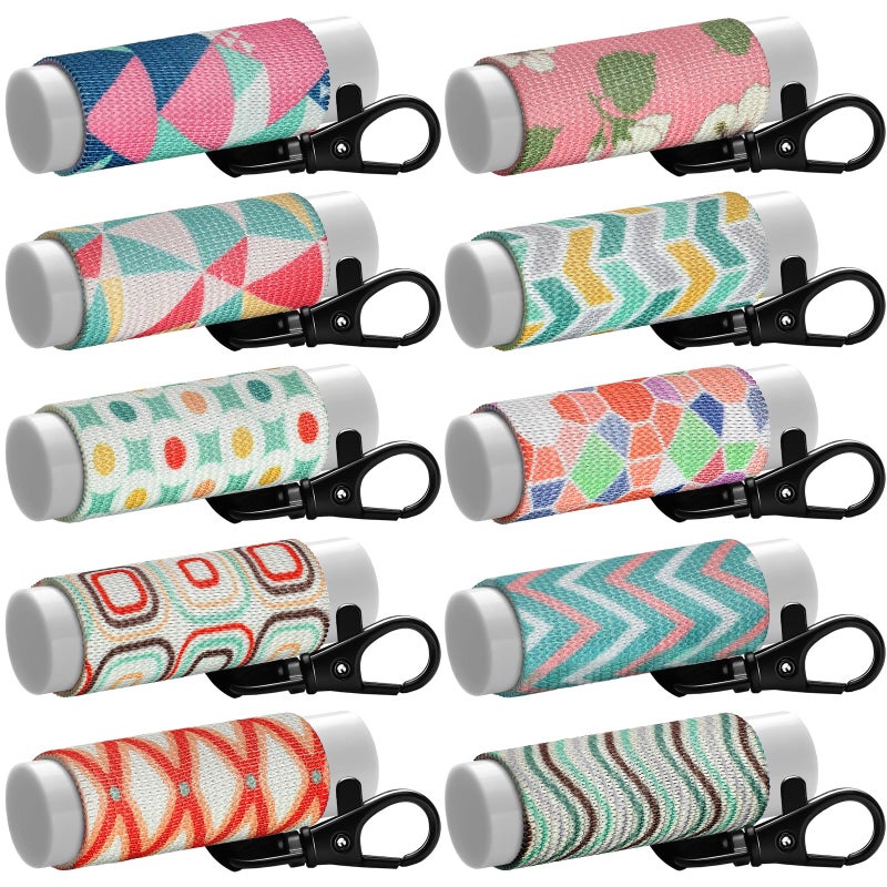 Sureio 10 Pack Lip Balm Holder Keychain Compact Clip On lipstick Lip Gloss Holder Keychain Elastic lipstick Sleeve ClipRustic Style