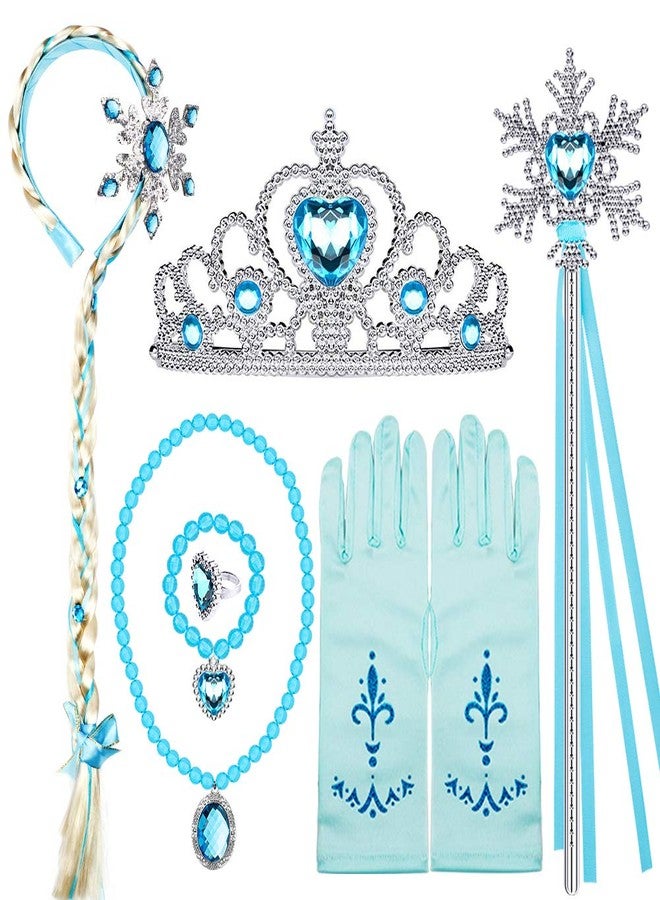 Golray Princess Dress Up Accessories Jewelry Play Toy Set for Girls with Headband Braid Wig, Crowns, Necklaces, Wands, Rings, Bracelets Gloves Cinderella Costume Accessories - Image 1