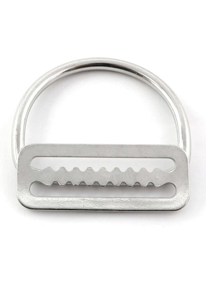 heyous 2pcs Stainless Steel 5cm/2'' Weight Belt Keeper Stopper & Bent D Ring Webbing Harness Belt Retainer Stopper Freediving BCD Accessories, Silver - Image 2