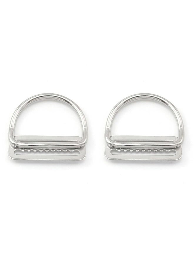 heyous 2pcs Stainless Steel 5cm/2'' Weight Belt Keeper Stopper & Bent D Ring Webbing Harness Belt Retainer Stopper Freediving BCD Accessories, Silver - Image 1