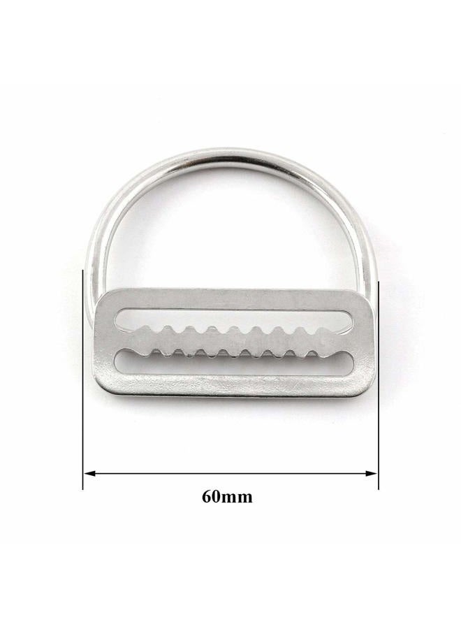 heyous 2pcs Stainless Steel 5cm/2'' Weight Belt Keeper Stopper & Bent D Ring Webbing Harness Belt Retainer Stopper Freediving BCD Accessories, Silver - Image 3