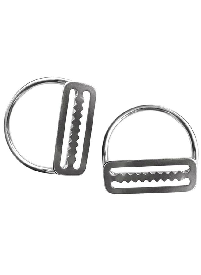 heyous 2pcs Stainless Steel 5cm/2'' Weight Belt Keeper Stopper & Bent D Ring Webbing Harness Belt Retainer Stopper Freediving BCD Accessories, Silver - Image 4