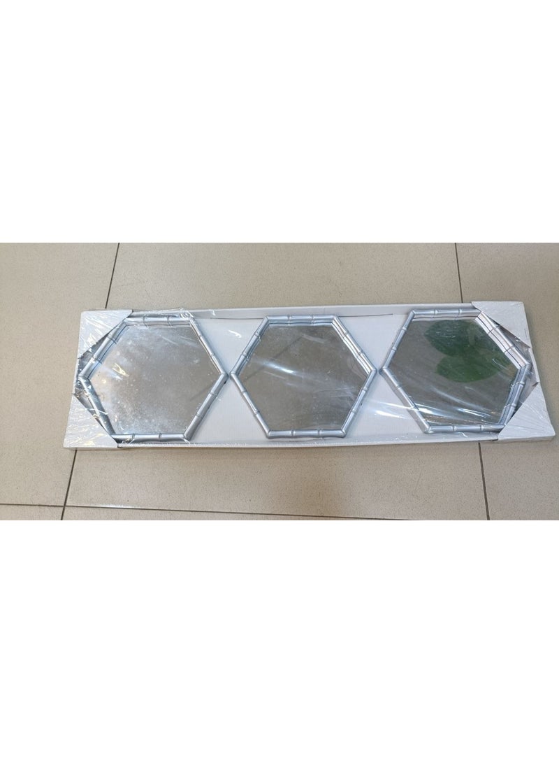 Imported silver three-piece mirror set  Each mirror measures 20 x 20 - Image 2