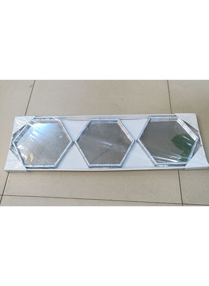 Imported silver three-piece mirror set  Each mirror measures 20 x 20 - Image 1