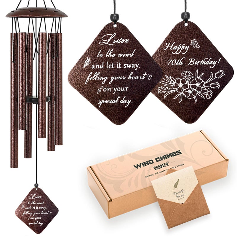 Doopeer 70th Birthday Gifts for Women, 32â€ Wind Chimes 70 Year Old Birthday Gifts for Mom Grandma Wife - Image 1