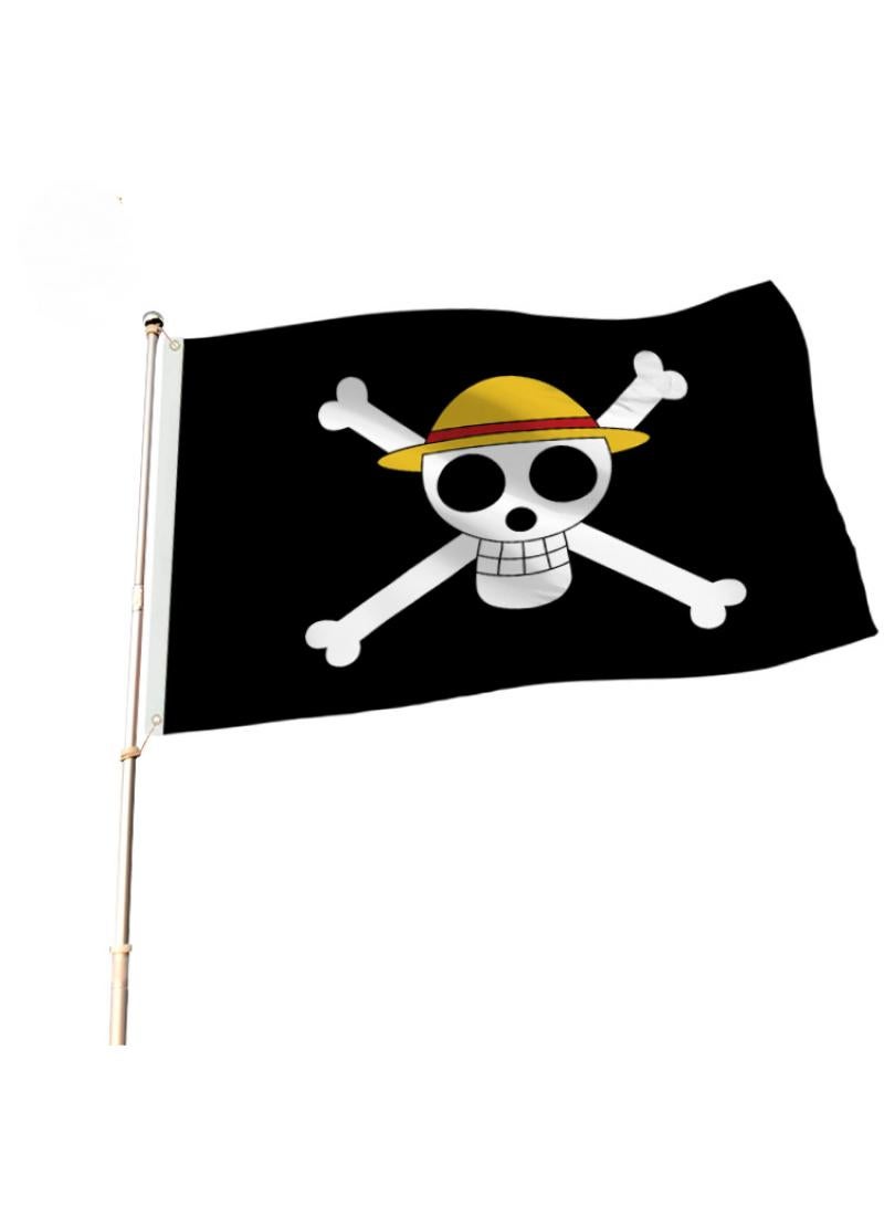 General 1-Pieces Polyester Flag ONE PIECE Cosplay Pirate Flag Room Decor Flag with Corners Buckle 150x90CM Black-J  - Image 3