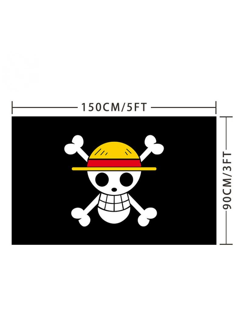 General 1-Pieces Polyester Flag ONE PIECE Cosplay Pirate Flag Room Decor Flag with Corners Buckle 150x90CM Black-J  - Image 1