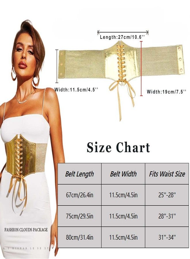 Yalice Women Corset Belt Gold Wide Elastic Waist Belt for Dresses Thick Stretchy Costume Waist Cinch Belts (Fits Waist Size:31''-35'') - Image 5