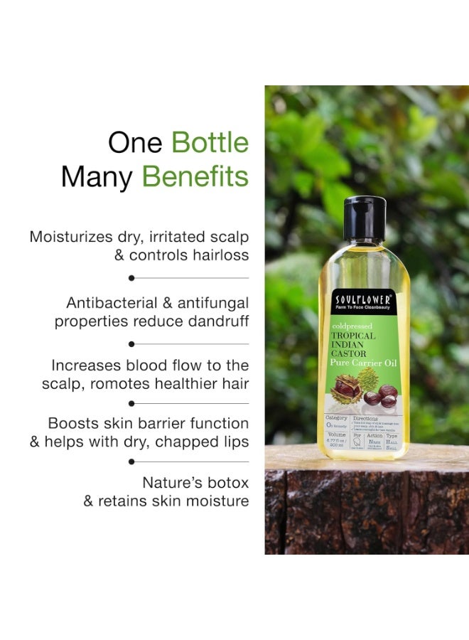 Soulflower Soulflower Organic Castor Oil, For Thicker & Voluminous Hair, Eyebrows & Eyelashes, 100% Pure, Natural, Cold Pressed, Organic Certified - 6.77 Fl Oz - Image 2