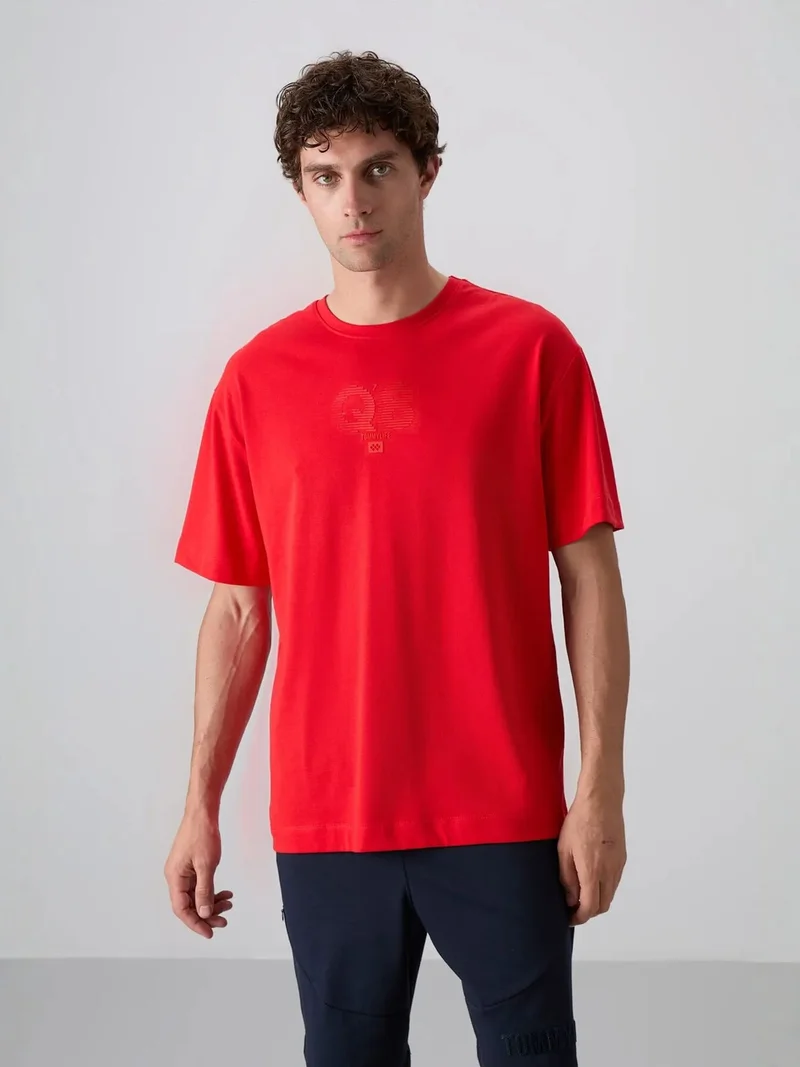 TOMMYLIFE TOMMY Oversized Printed Logo Crew Neck T-Shirt