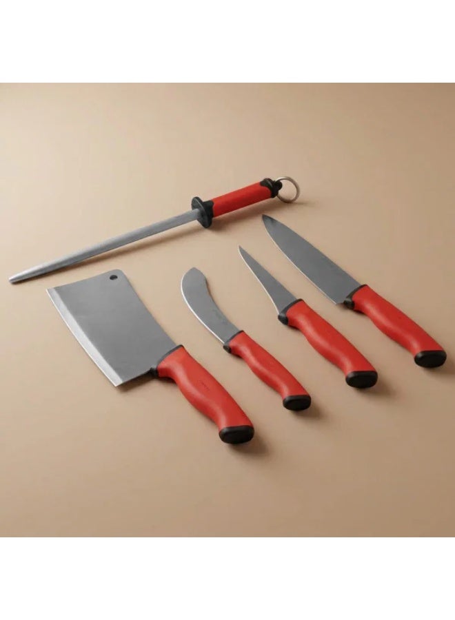 PiRGE Steel Knife Set, 5 Pieces - Red - Image 1