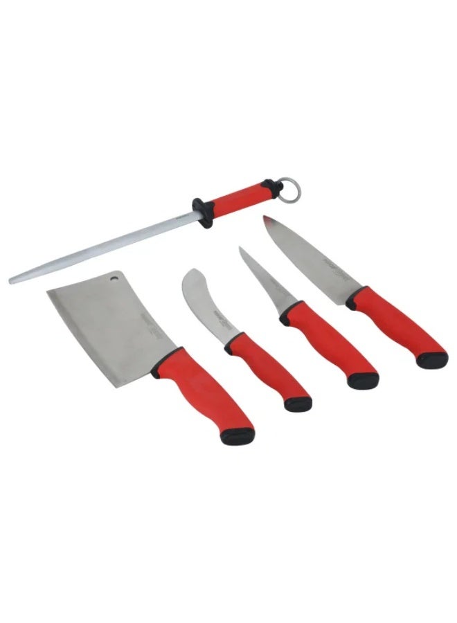 PiRGE Steel Knife Set, 5 Pieces - Red - Image 2