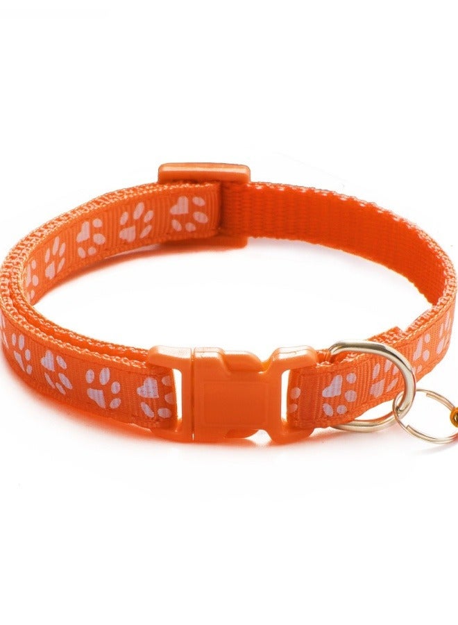 Generic Adjustable Nylon Dog/Cat Collar with Bell for Small and Medium Pets, Adjustable Cat Collar Cute Pet Collar With Removable Bell For Cats Small Dogs(Orange)  - Image 2