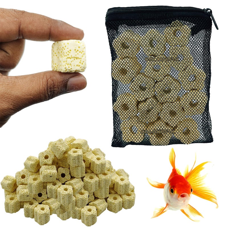 colourful - Aquarium Filter Media | Improved Water Quality and Healthy Fish Tanks (450g, Yellow Flower Ceramic Rings) - Image 1