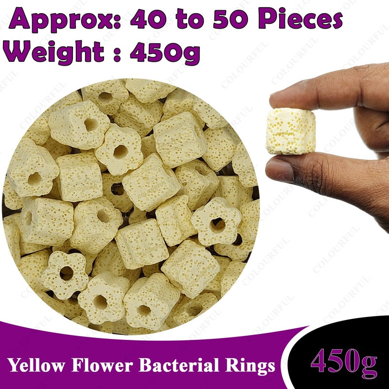 colourful - Aquarium Filter Media | Improved Water Quality and Healthy Fish Tanks (450g, Yellow Flower Ceramic Rings) - Image 2
