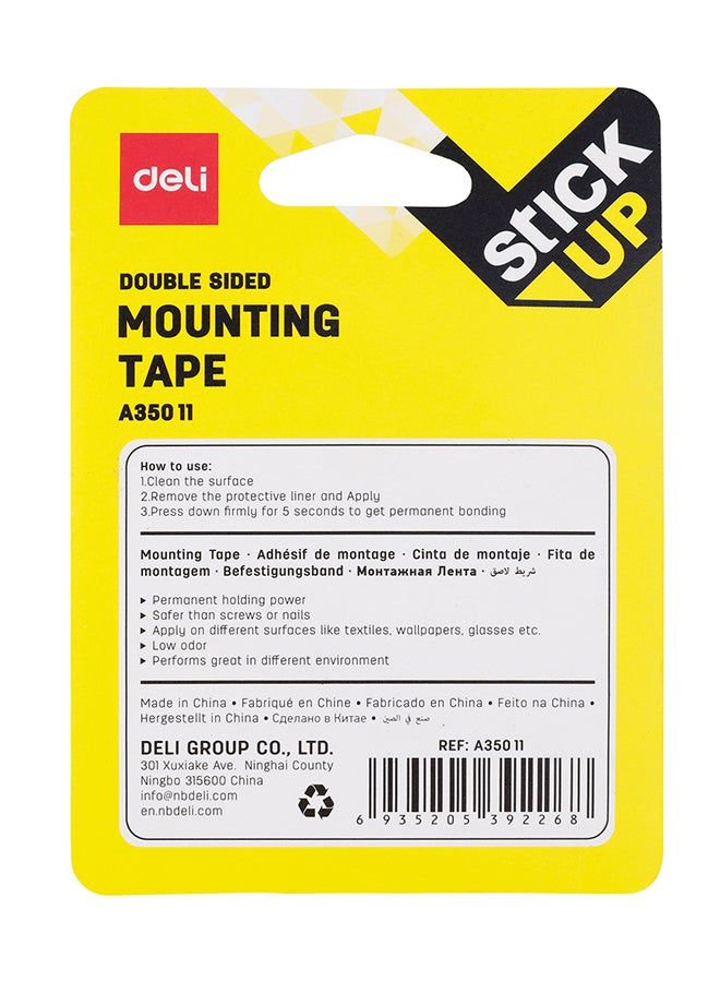 DELI MOUNTING TAPE 1MMX25.4MMX1.5M WHITE EA35011 - Image 2