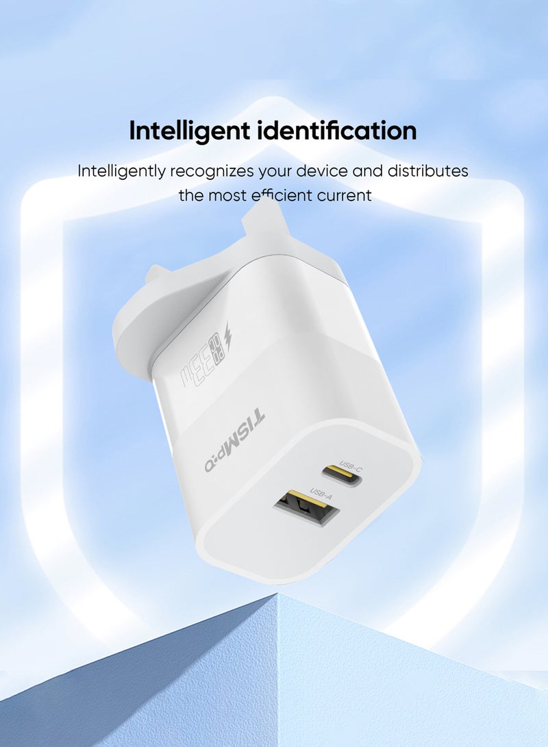TISMpro PD 33W Super Fast Charging Mobile Charger - Compact, High-Speed USB-A and Type-C Adapter for iPhone, Samsung, Android Devices - Intelligent Identification, Fireproof and Durable Design - Image 3