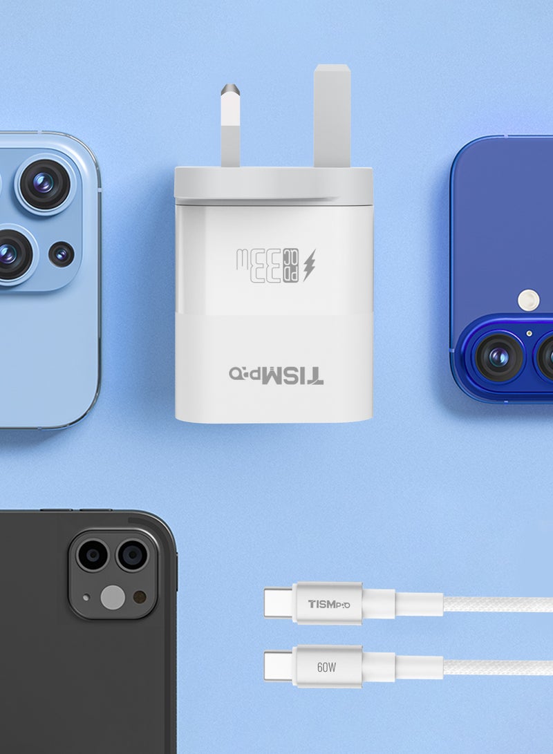 TISMpro PD 33W Super Fast Charging Mobile Charger - Compact, High-Speed USB-A and Type-C Adapter for iPhone, Samsung, Android Devices - Intelligent Identification, Fireproof and Durable Design - Image 4