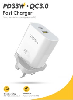 TISMpro PD 33W Super Fast Charging Mobile Charger - Compact, High-Speed USB-A and Type-C Adapter for iPhone, Samsung, Android Devices - Intelligent Identification, Fireproof and Durable Design  - Image 1