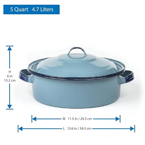 Cinsa 5-Quart Casserole Dish with Lid, Durable Enamel Steel, Oven & Induction Safe Casserole Dishware - Hispanic Dutch Oven for Arroz Con Pollo, Stews, Large Family Meals (Turquoise Blue) - Image 4