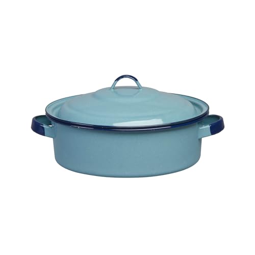 Cinsa 5-Quart Casserole Dish with Lid, Durable Enamel Steel, Oven & Induction Safe Casserole Dishware - Hispanic Dutch Oven for Arroz Con Pollo, Stews, Large Family Meals (Turquoise Blue) - Image 1