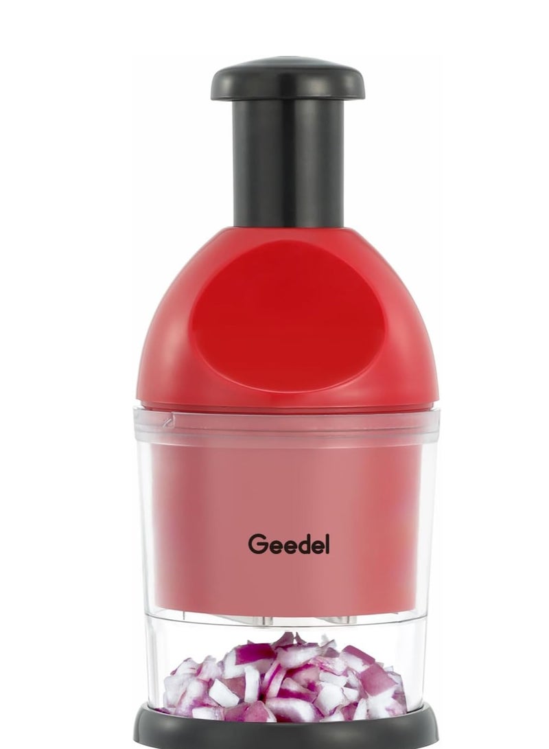 Geedel مفرمة الطعام جييدل، سهلة التنظيف، مفرمة يدويّة للخضروات، قاطع بصل آمن في غسالة الصحون للخضروات والبصل والثوم والمكسرات والسلطات الحمراء - Image 1