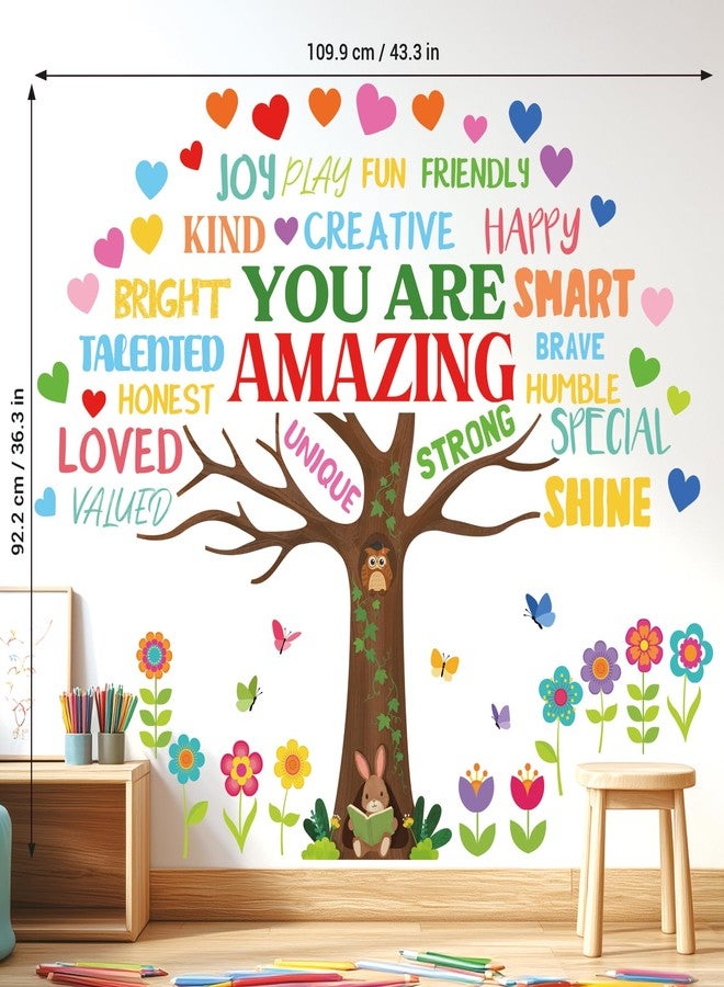DECOWALL You are Amazing Tree Wall Decals - Positive Affirmation Wall Stickers for Kids Bedroom, Nursery & Classroom, Peel and Stick Removable Inspirational Wall Art (SG2-2519) - Image 5