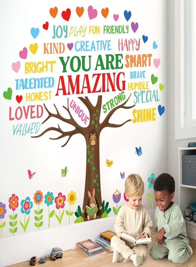 DECOWALL You are Amazing Tree Wall Decals - Positive Affirmation Wall Stickers for Kids Bedroom, Nursery & Classroom, Peel and Stick Removable Inspirational Wall Art (SG2-2519) - Image 1