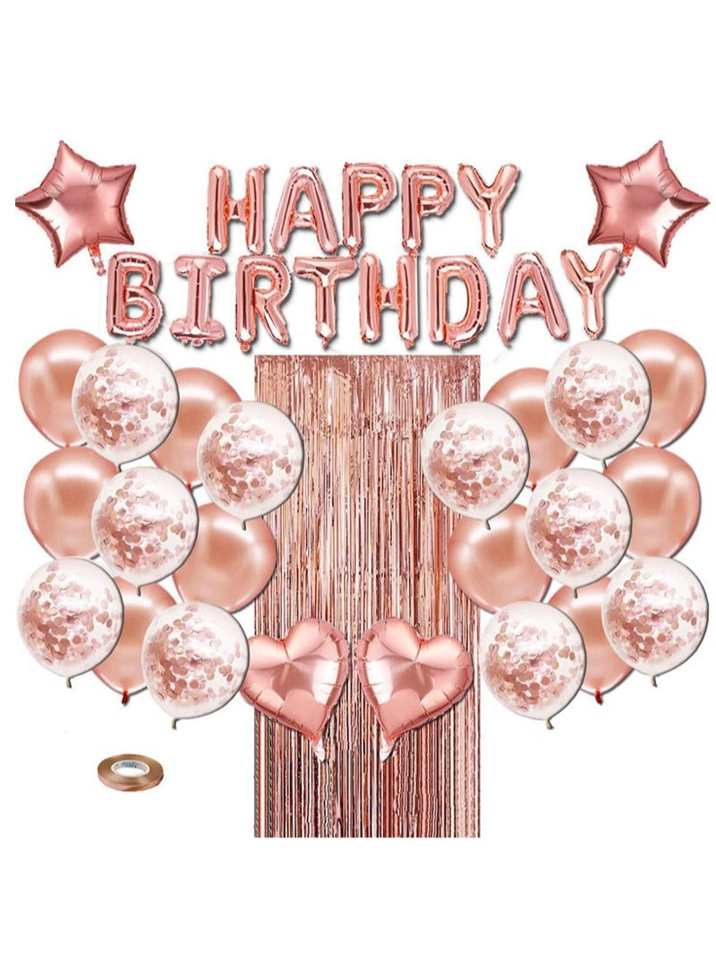 Sharpdo Rose Gold Balloon Birthday Set Party Supplies - Image 1