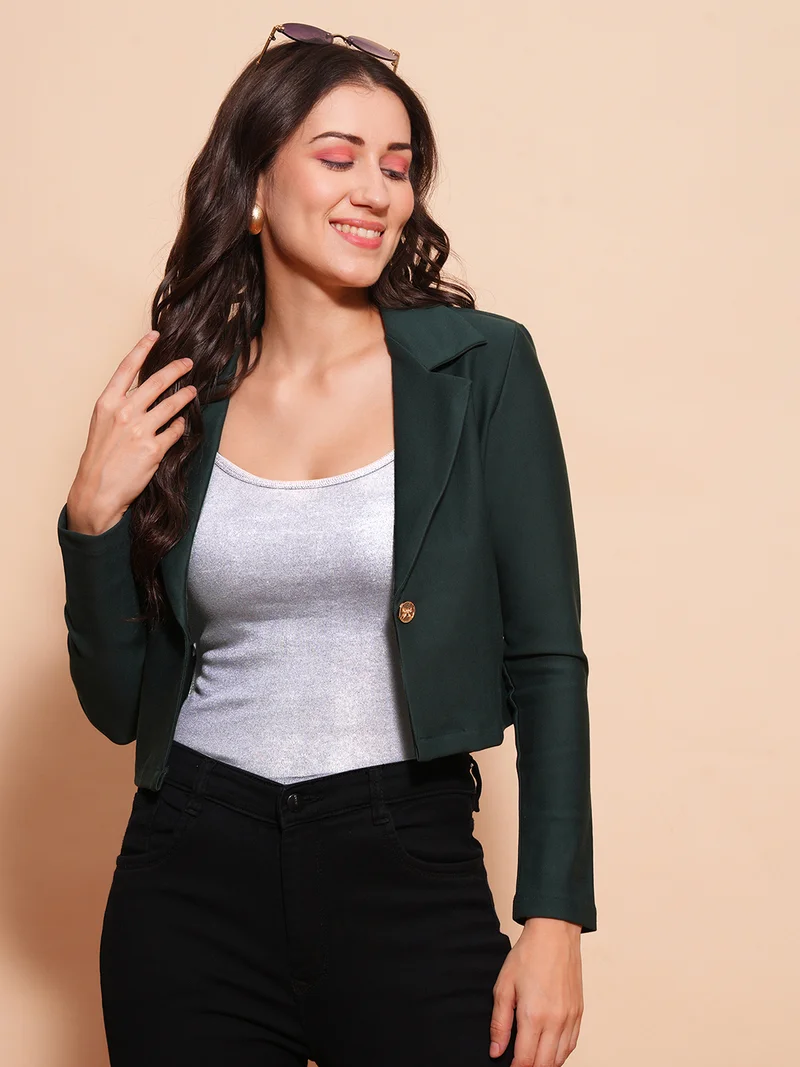 جلو باص جاكيت بليزر نسائي طويل الأكمام بياقة lapel مفتوح من الأمام من Globus