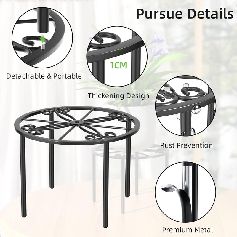 Tazweeq Metal Plant Stands, 10.2 IN Flower Pot Holder for Indoor & Outdoor Courtyards, Gardens, Ideal Plant Risers & Shelf Accessories - Image 3