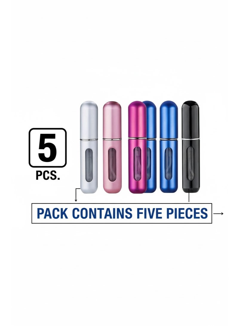Lifenpure 5 Pcs Perfume Atomiser Bottles 5ml Mini Refillable Empty Spray Bottle - Image 2